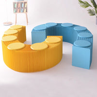 Portable Foldable Kraft Paper Chair, Telescopic Upholstered Bench Seat