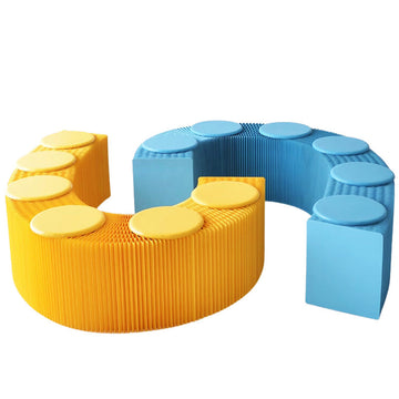 Portable Foldable Kraft Paper Chair, Telescopic Upholstered Bench Seat