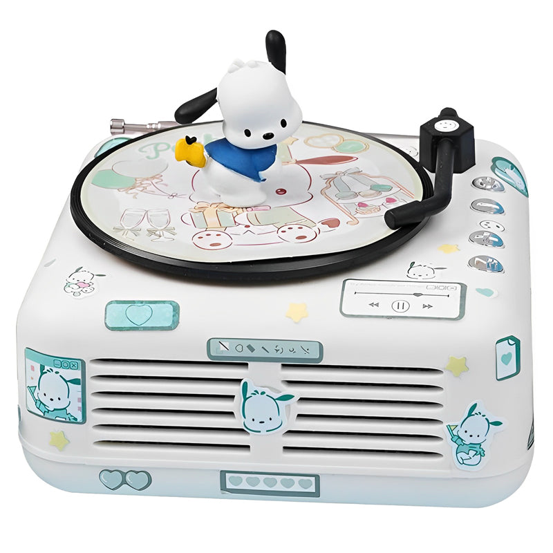 Cute Pochacco Dog Bluetooth Speaker Retro Mini Record Player Birthday Gift