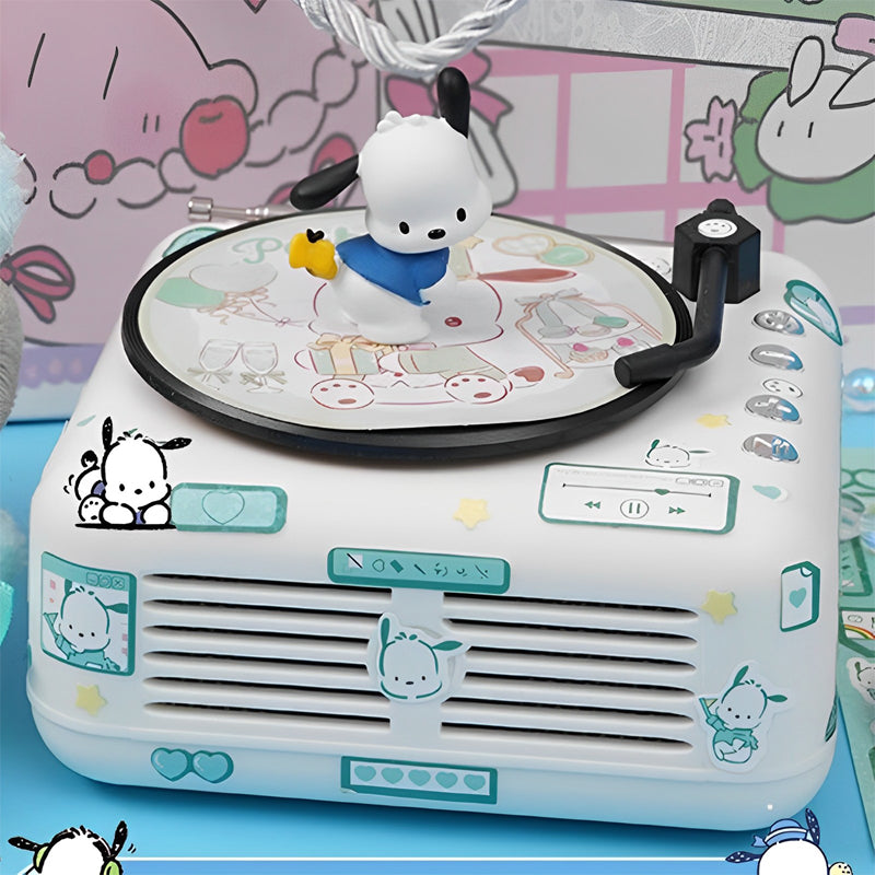 Cute Pochacco Dog Bluetooth Speaker Retro Mini Record Player Birthday Gift