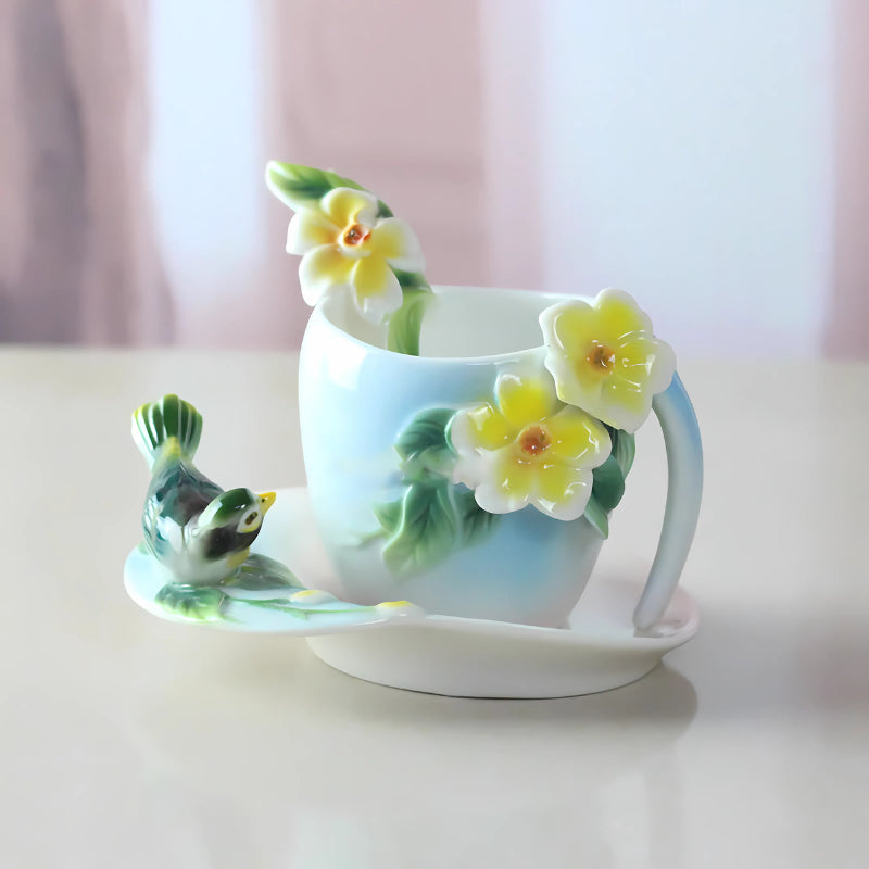 3-in-1 Coffee Mug Set Spoon Lid Ceramic Cup for Home Office Use
