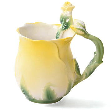 Elegant Yellow Rose Ceramic Mug Floral Design for Tea & Coffee Lovers