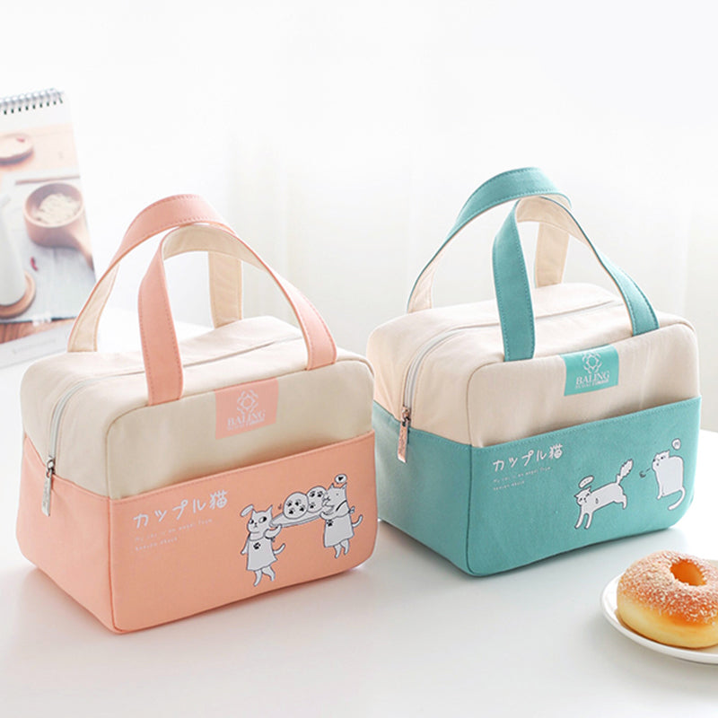 Canvas Cloth Insulated Lunch Bag Aluminum Film Lightweight Large Capacity BALING