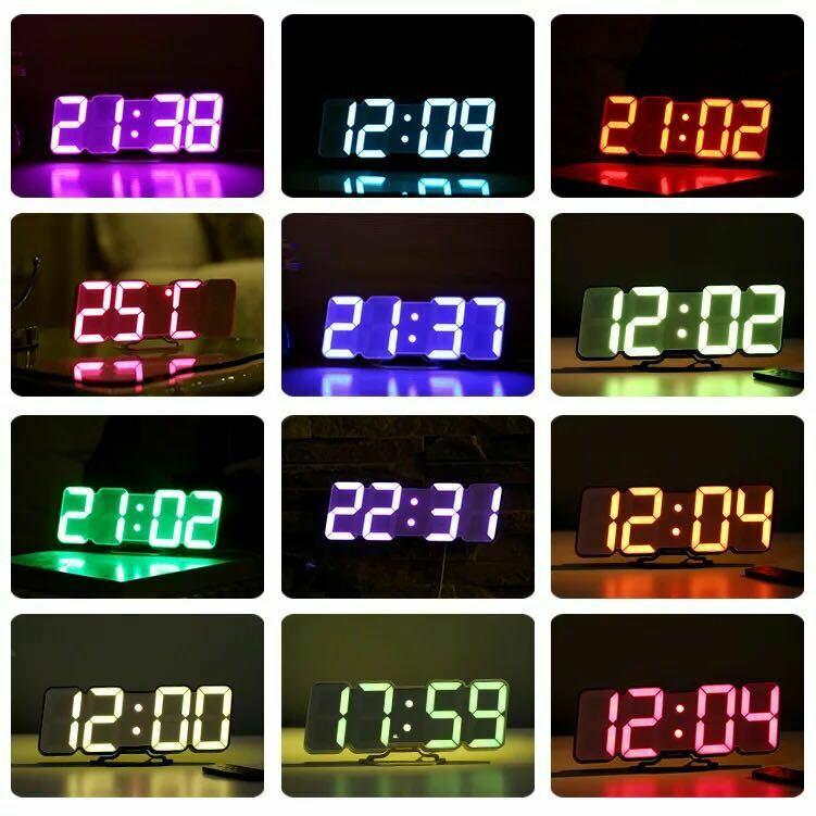 Full Color 3D LED Digital Timer Remote Clock Temperature Alarm