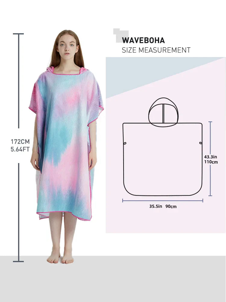 Surf Poncho Towel Poncho Quick-Dry Towel Hoodie Microfiber Beach Robe Changing Poncho Swim Towel Beach Poncho For Adults (A4)