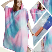 Surf Poncho Towel Poncho Quick-Dry Towel Hoodie Microfiber Beach Robe Changing Poncho Swim Towel Beach Poncho For Adults (A4)