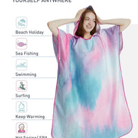 Surf Poncho Towel Poncho Quick-Dry Towel Hoodie Microfiber Beach Robe Changing Poncho Swim Towel Beach Poncho For Adults (A4)