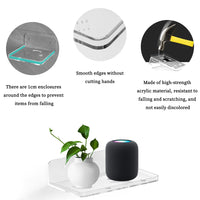 Wall Mount Floating Shelves Acrylic Clear Mini Adhesive Shelf for Living Room, Bathroom, Bedroom