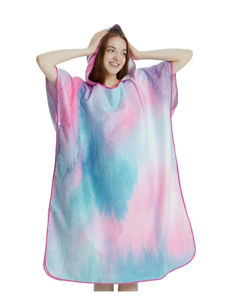 Surf Poncho Towel Poncho Quick-Dry Towel Hoodie Microfiber Beach Robe Changing Poncho Swim Towel Beach Poncho For Adults (A4)