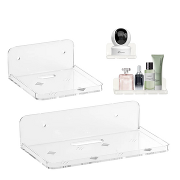 Wall Mount Floating Shelves Acrylic Clear Mini Adhesive Shelf for Living Room, Bathroom, Bedroom