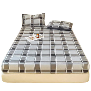 Plaid Style Fitted Sheet Skin-friendly Bed Cover Elastic Bedsheet for Girls Boys Room cover lit Home Bed Linen (No Pillowcase)